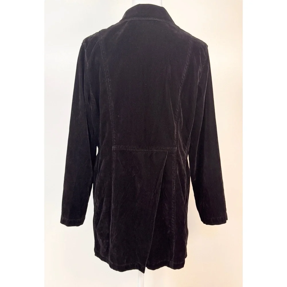 J.Jill‎ Black Velvet Blazer Jacket Petite SP Button Front Collared Riding Coat